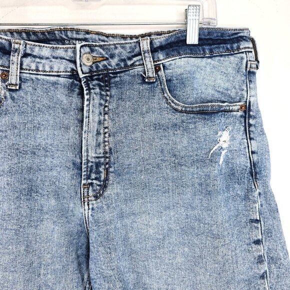Old Navy OG Straight Acid Wash Cut off Denim Jean High Rise Bermuda Shorts - Picture 3 of 6
